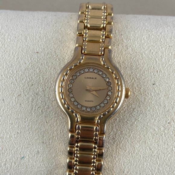 Vintage Ladies Seiko Lassale 18K Gold Plated Watch with Crystal Dial - Picture 2 of 7